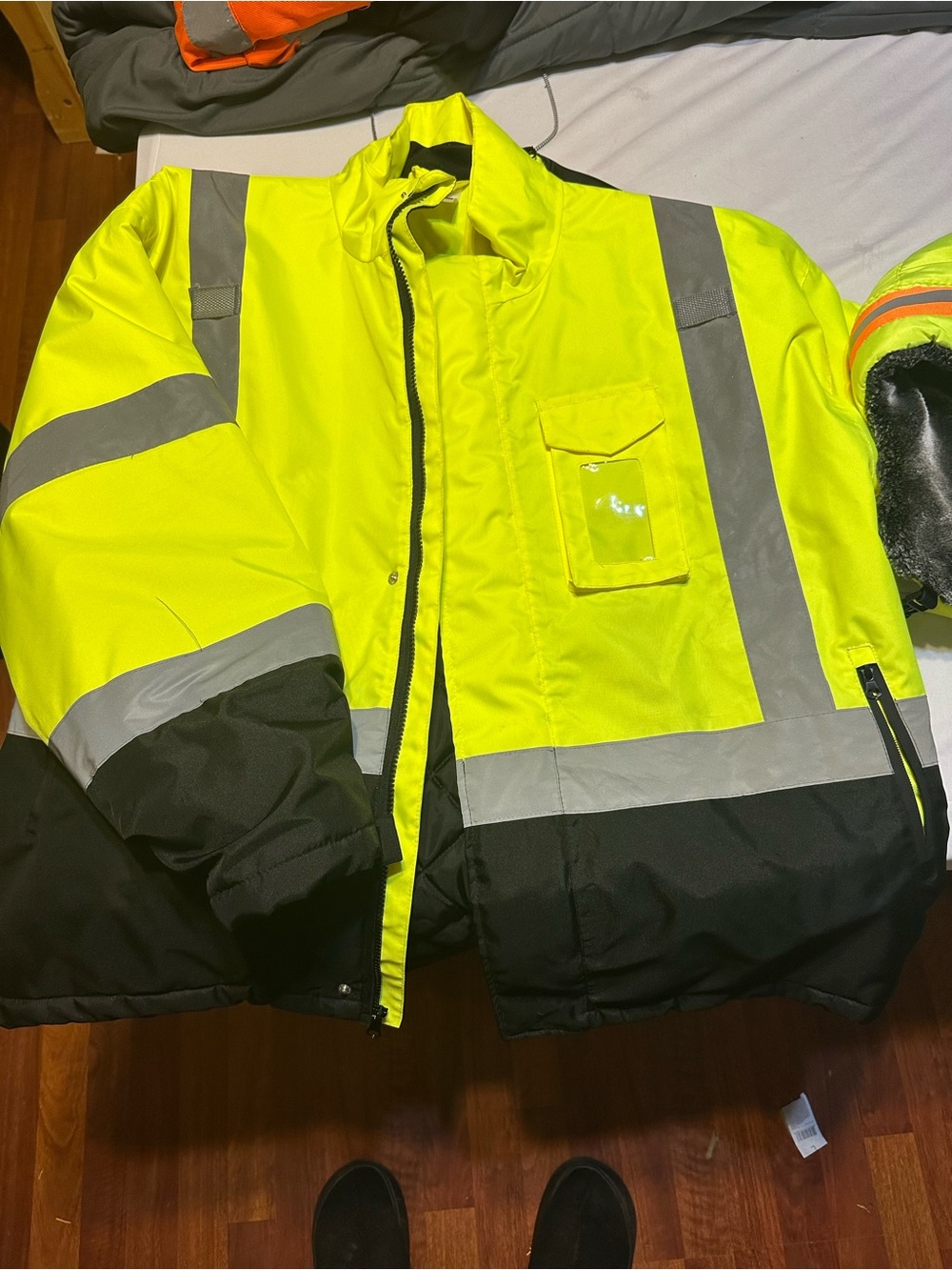 Men’s XL Hi-Vis Insulated Safety Jacket & Trapper Hat ANSI Class 3 New